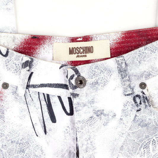 Moschino Jeans Peace Anarchy White Vintage Pants (XS)