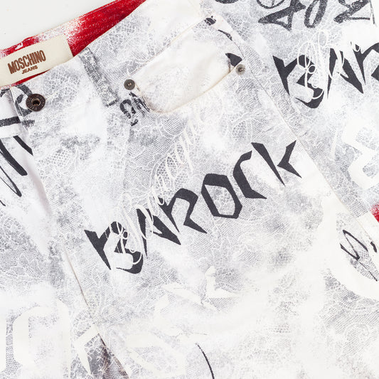 Moschino Jeans Peace Anarchy White Vintage Pants (XS)