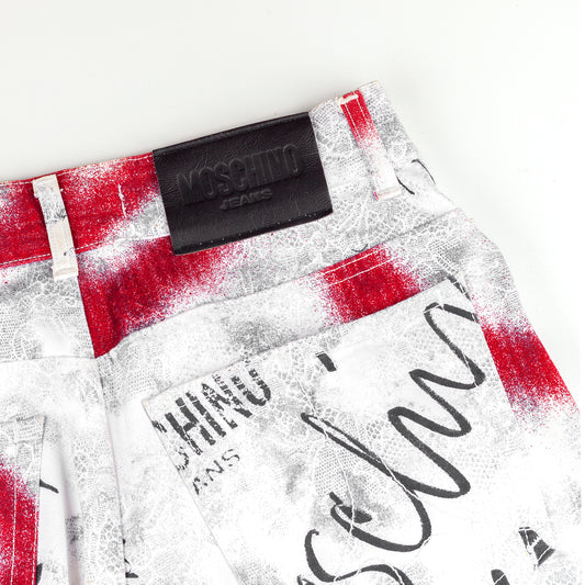 Moschino Jeans Peace Anarchy White Vintage Pants (XS)