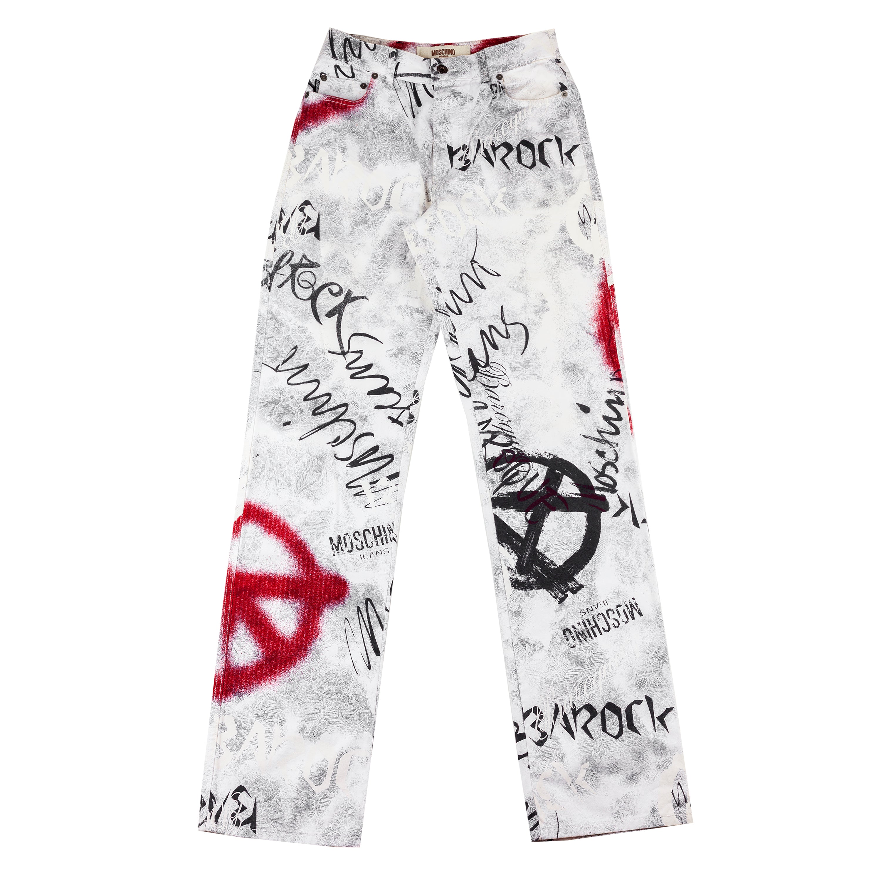 Moschino Jeans Peace Anarchy White Vintage Pants (XS)
