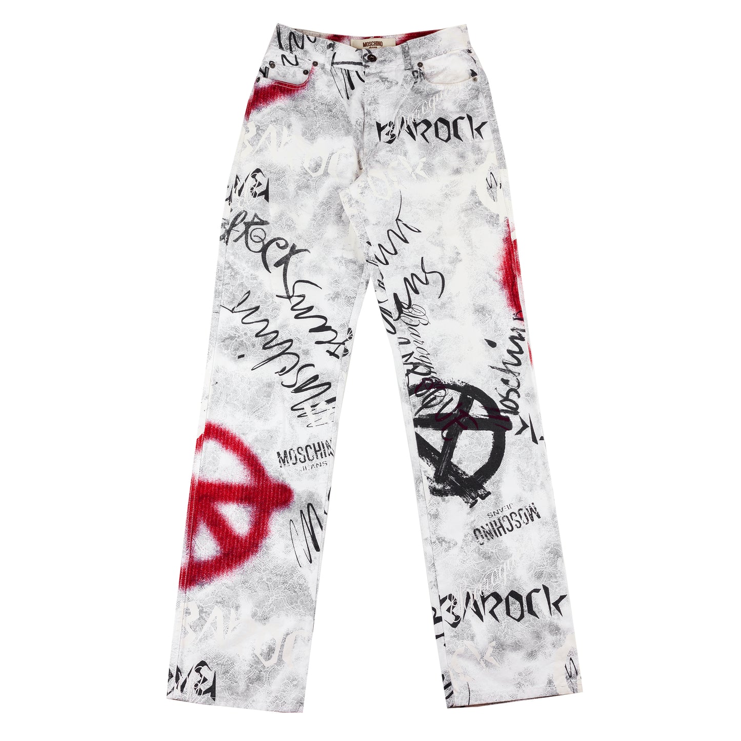 Moschino Jeans Peace Anarchy White Vintage Pants (XS)