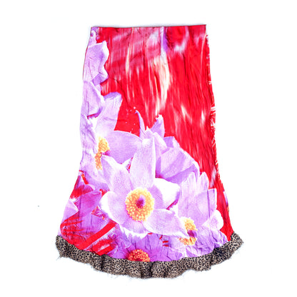 Roberto Cavalli Satin Floral Knee-Length Skirt (M)