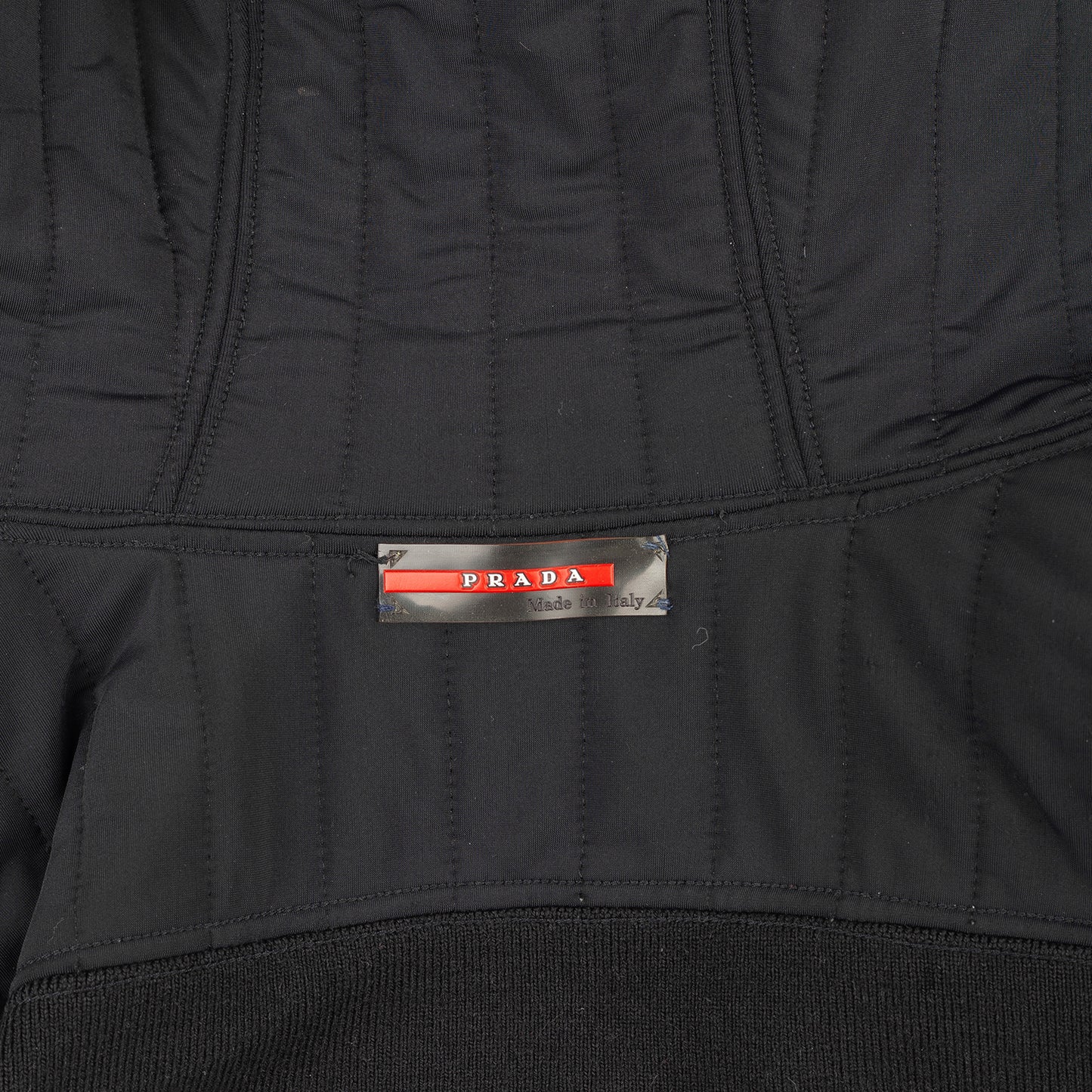 Prada Sport Vintage Black Quilted Fitted Jacket with Side Zipper