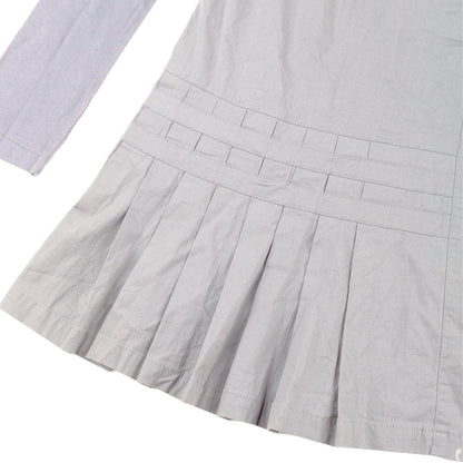 Vintage Russian Proverb Gray Pleated Dress  