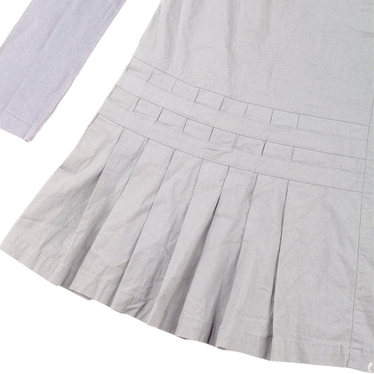 Vintage Russian Proverb Gray Pleated Dress  