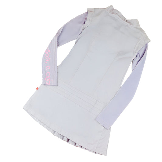 Vintage Russian Proverb Gray Pleated Dress  