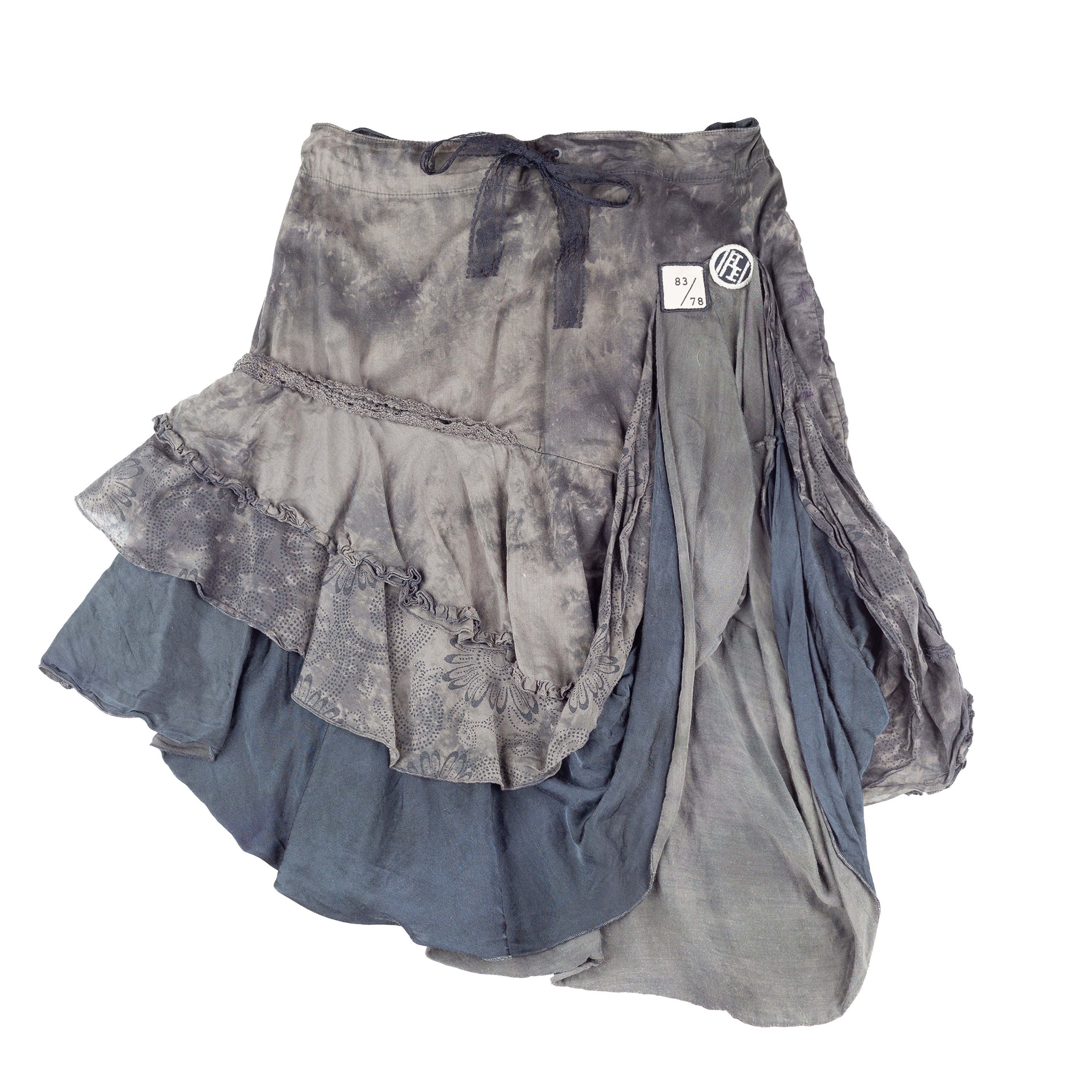 Diesel Vintage Tie-Up Black Wash Lace Asymmetrical Skirt