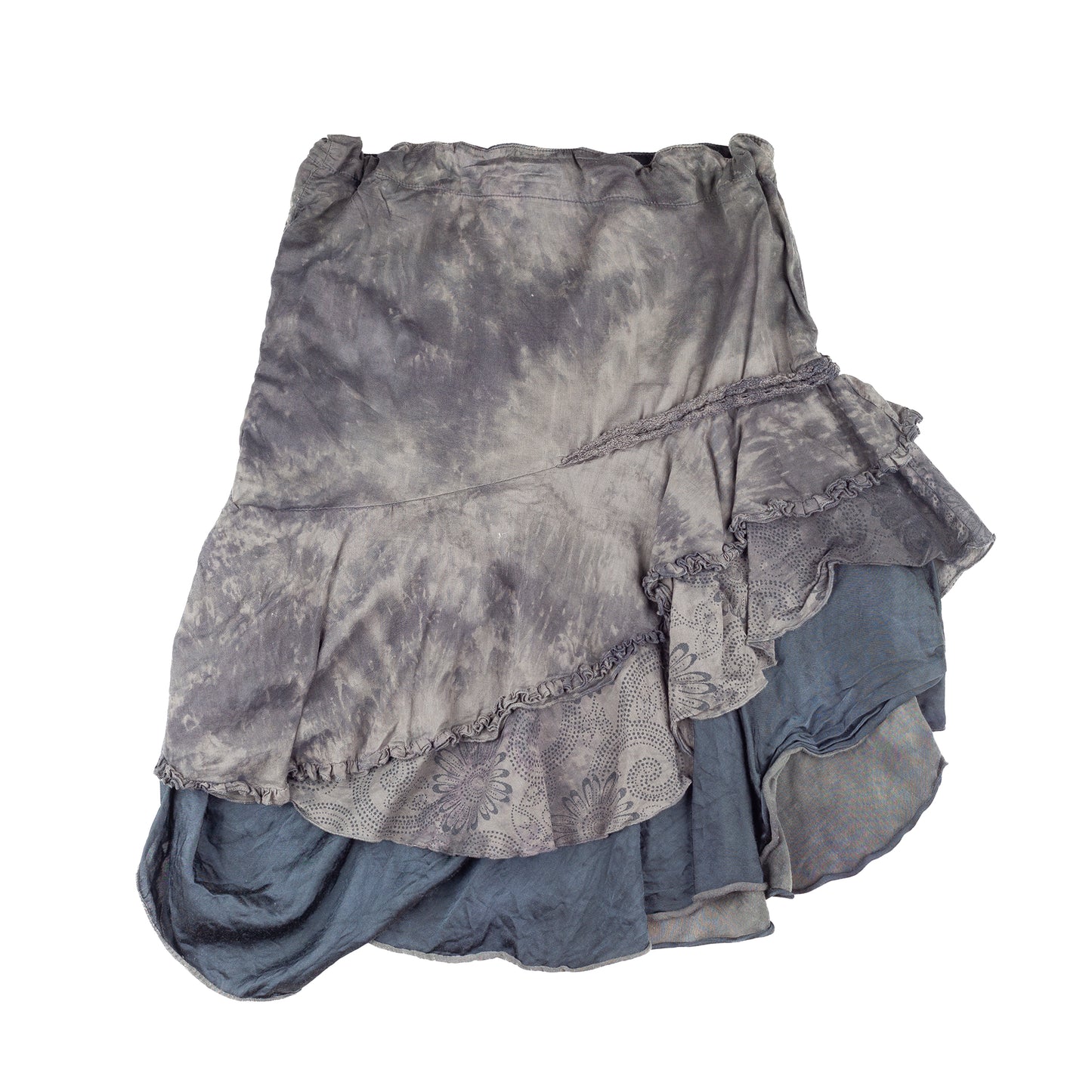 Diesel Vintage Tie-Up Black Wash Lace Asymmetrical Skirt