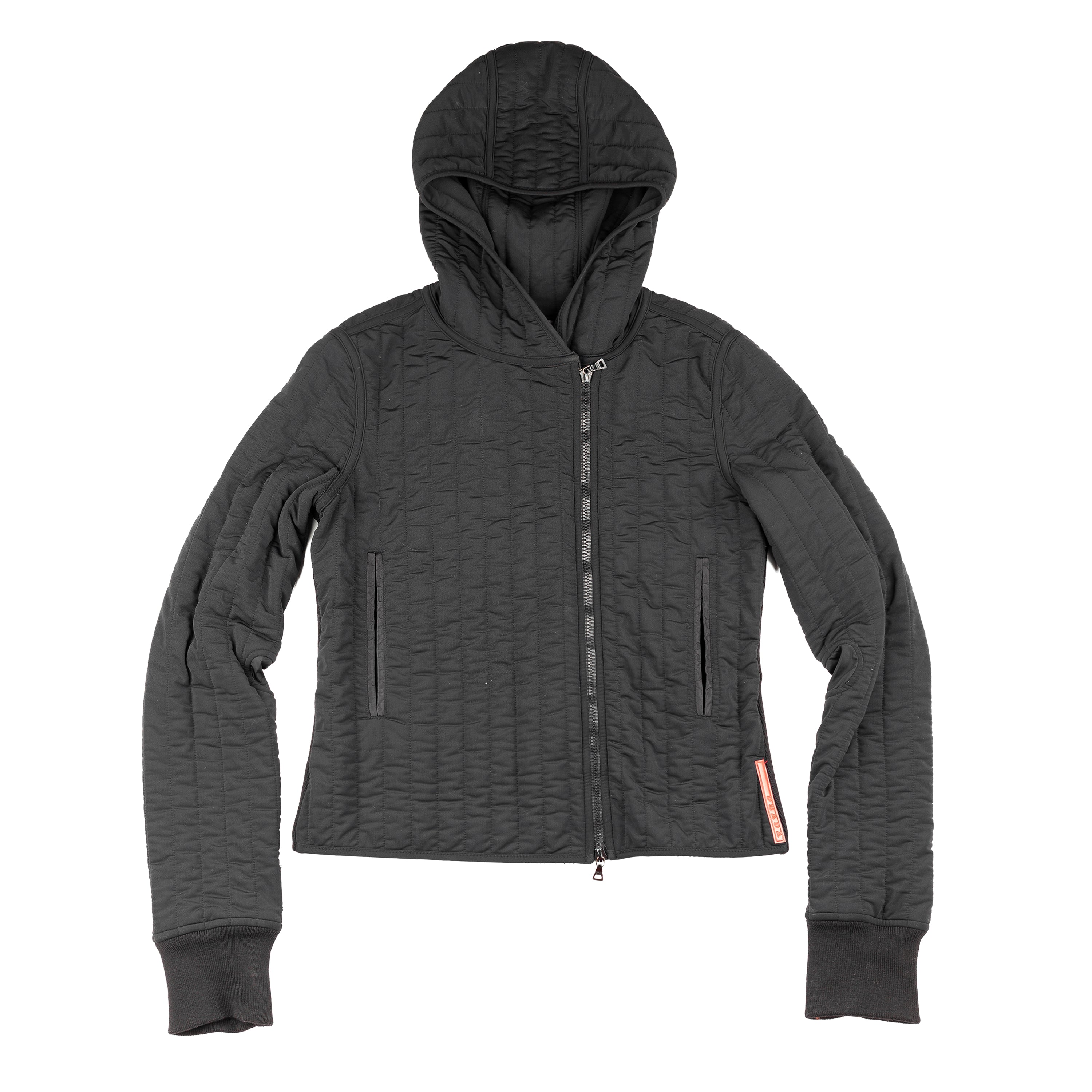 Prada Sport Vintage Black Quilted Fitted Jacket with Side Zipper