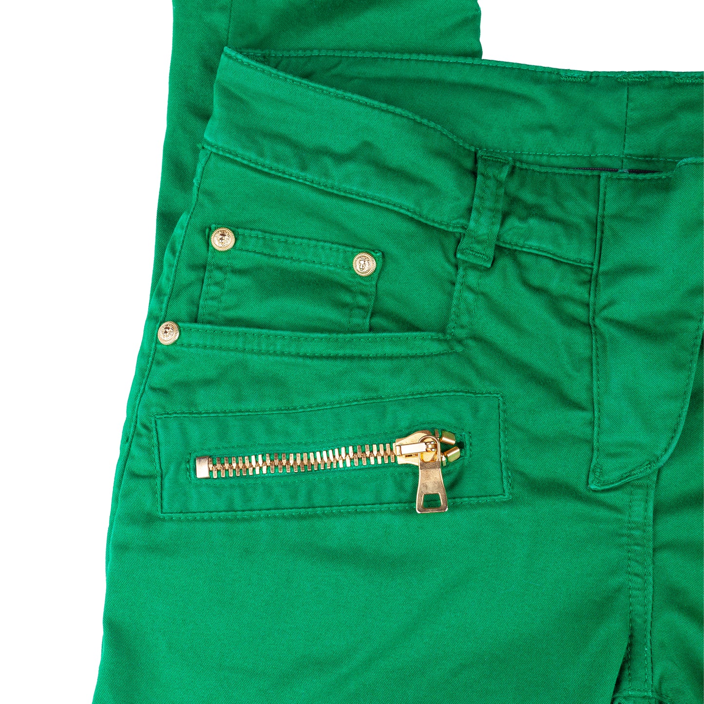 Balmain Paris Vivid Green Biker Skinny Jeans