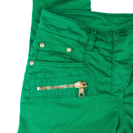 Balmain Paris Vivid Green Biker Skinny Jeans  