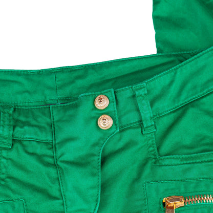 Balmain Paris Vivid Green Biker Skinny Jeans  