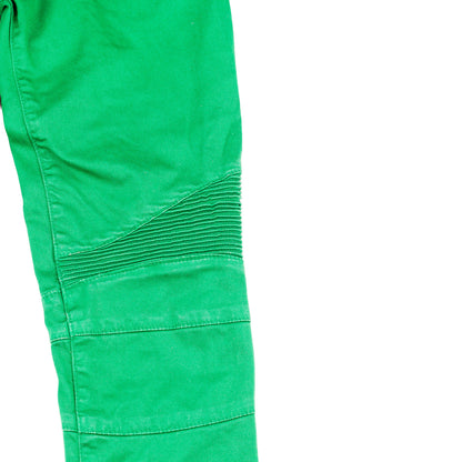 Balmain Paris Vivid Green Biker Skinny Jeans  