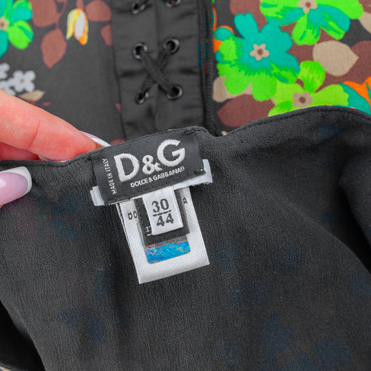 Dolce & Gabbana Vintage Silk Corset Flower Pencil Skirt  
