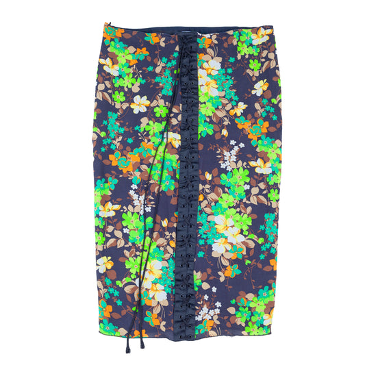 Dolce & Gabbana Vintage Silk Corset Flower Pencil Skirt  