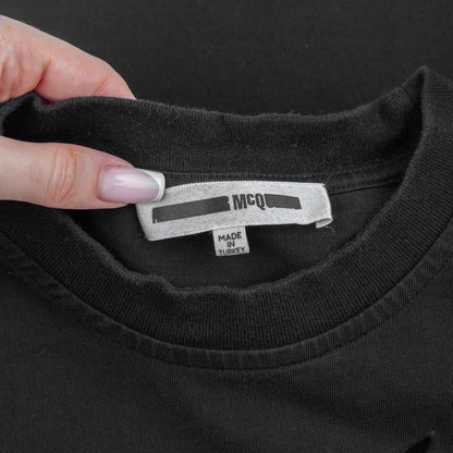 McQ McQueen Black Cotton T‑Shirt with Monster Eye Graphic  