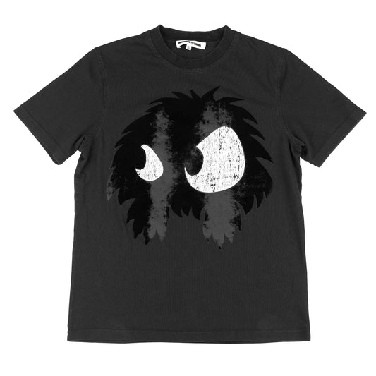 McQ McQueen Black Cotton T‑Shirt with Monster Eye Graphic  