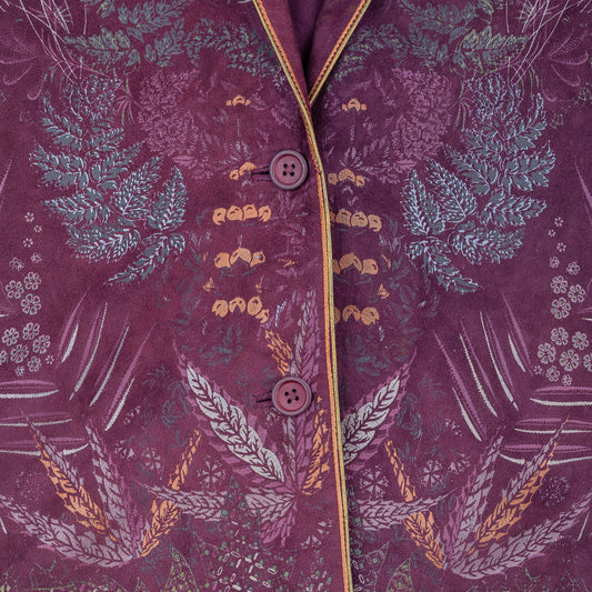 Roberto Cavalli Vintage Flora Suede Leather Boyfriend Jacket  