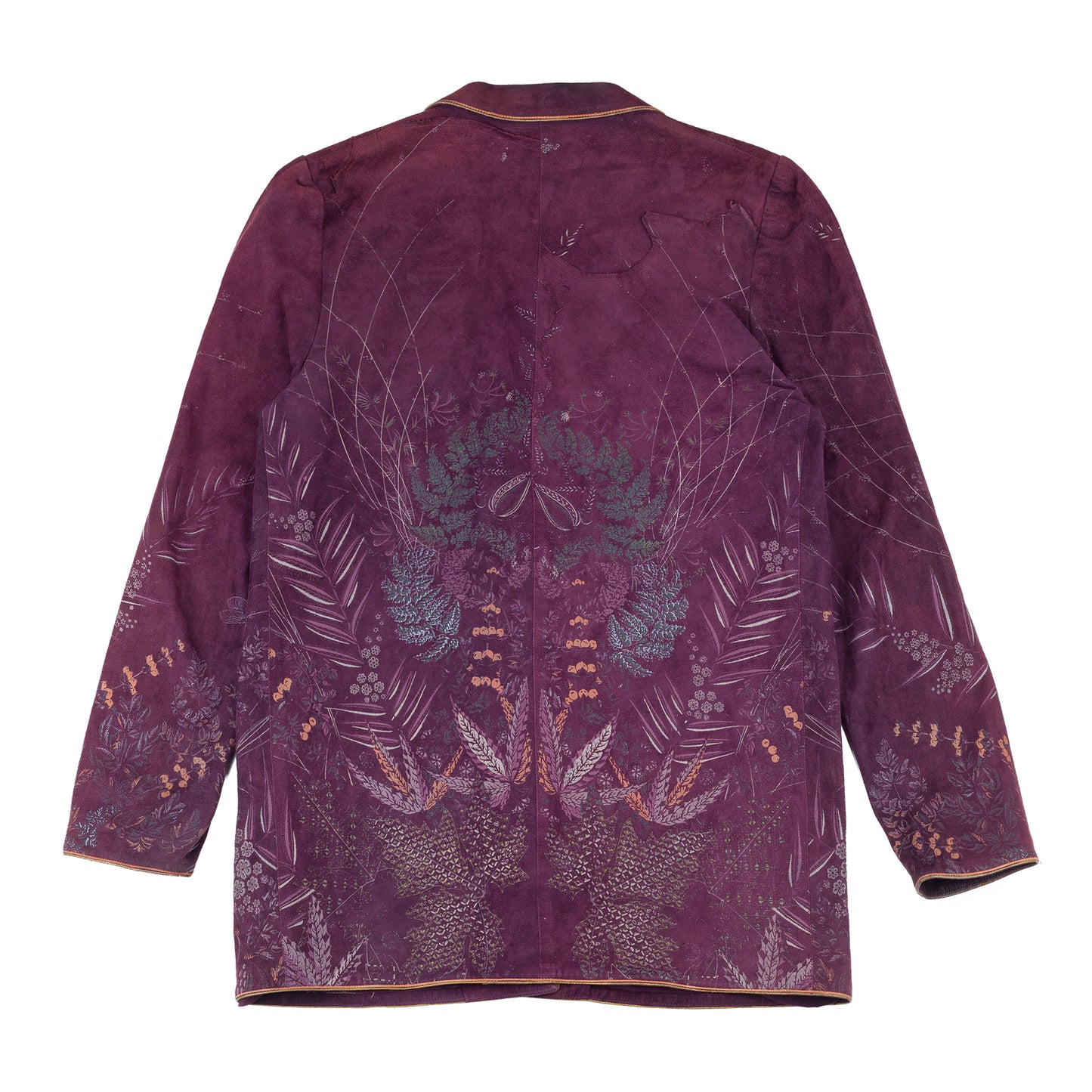 Roberto Cavalli Vintage Flora Suede Leather Boyfriend Jacket