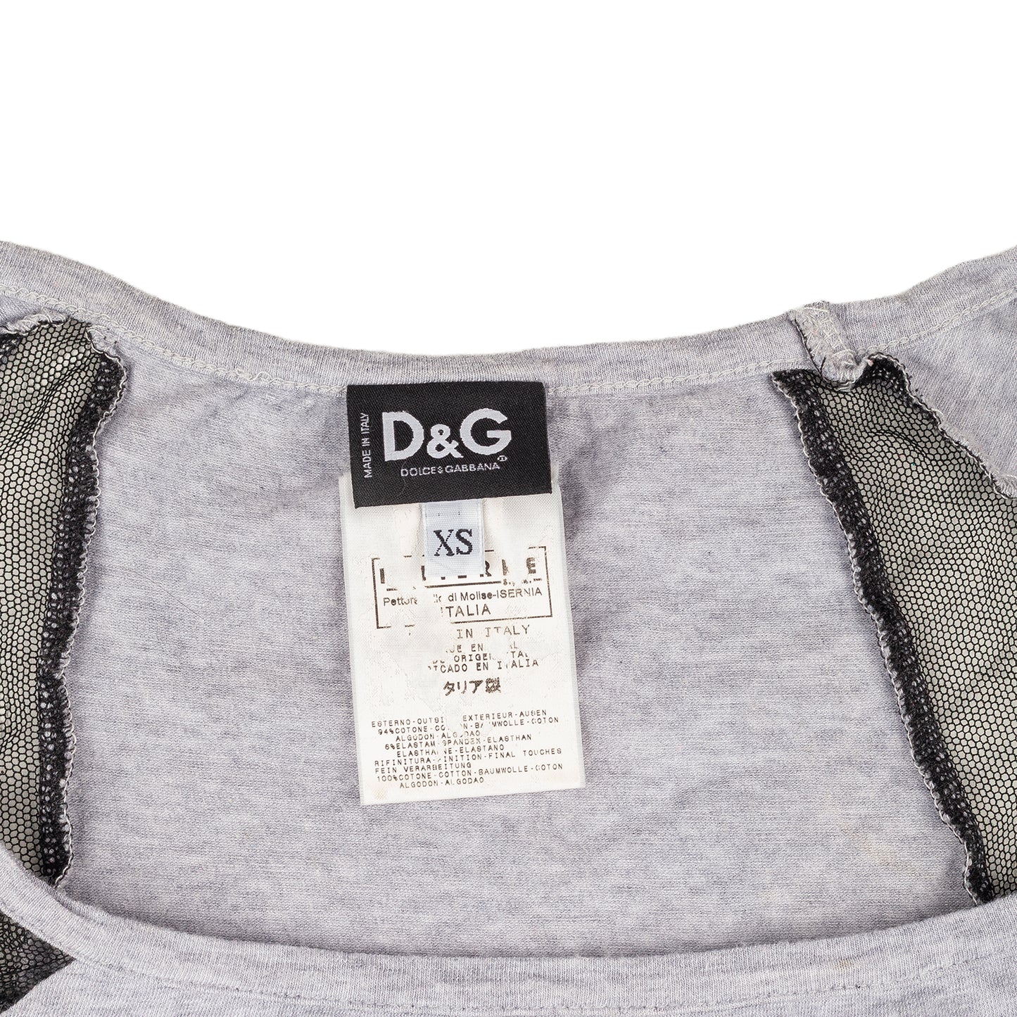Dolce & Gabbana Vintage Gray Off‑The‑Shoulder Top — Chinese Hong Kong Motif