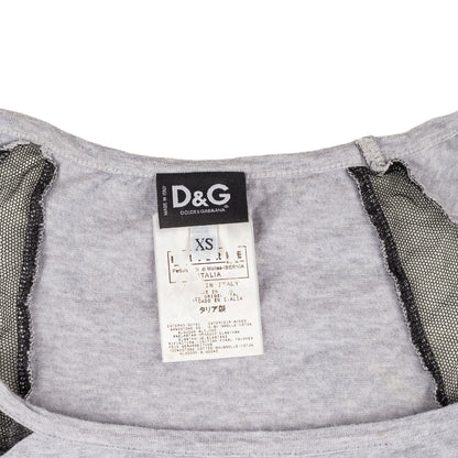 Dolce & Gabbana Vintage Gray Off‑The‑Shoulder Top — Chinese Hong Kong Motif  