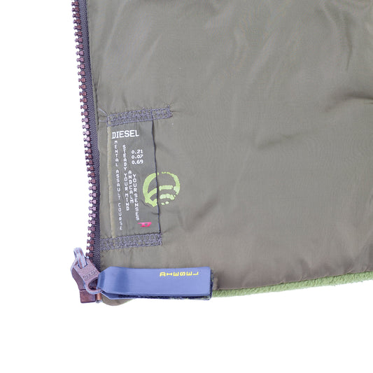 Diesel Reversible Vintage Fleece Sleeveless Green Vest  