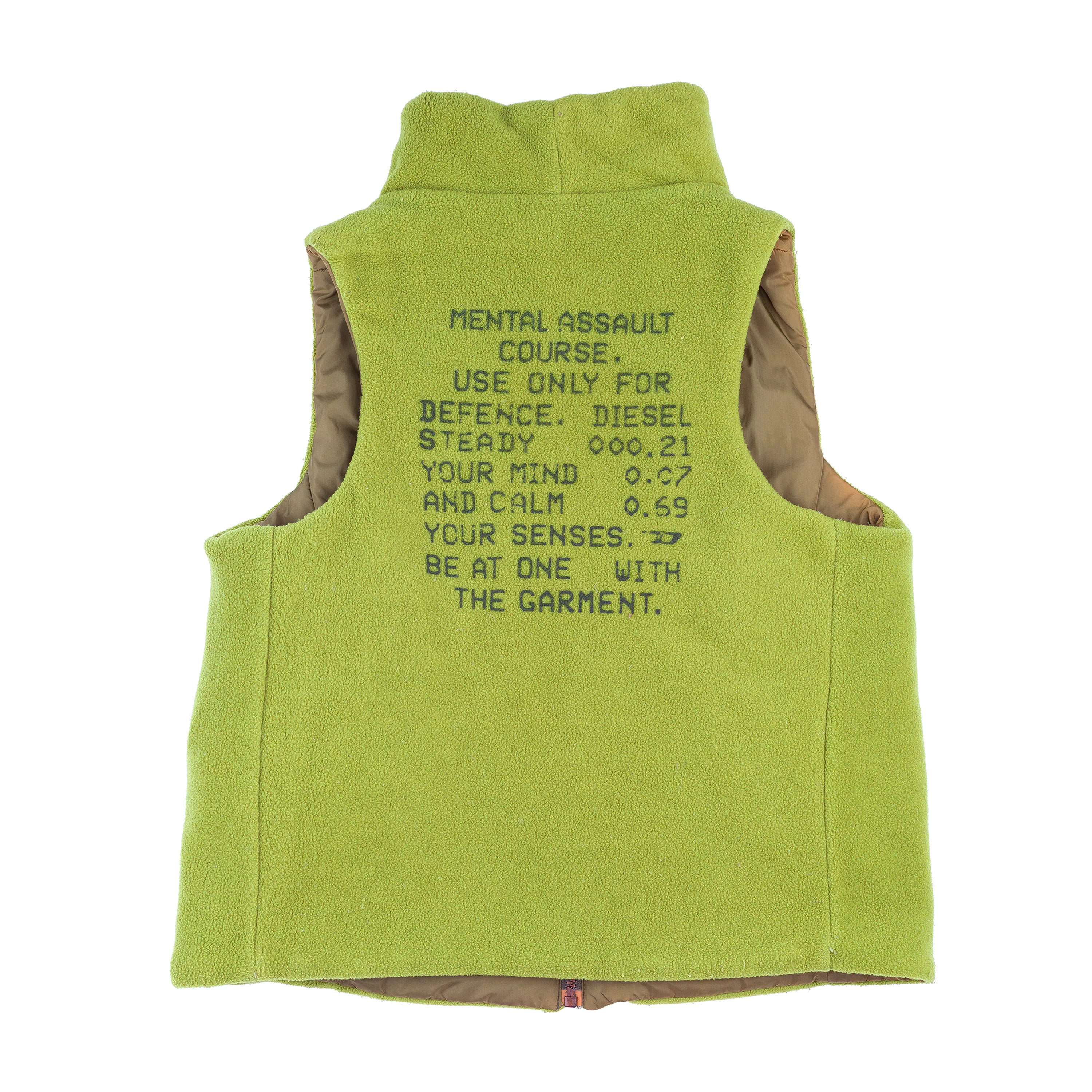 Diesel Reversible Vintage Fleece Sleeveless Green Vest