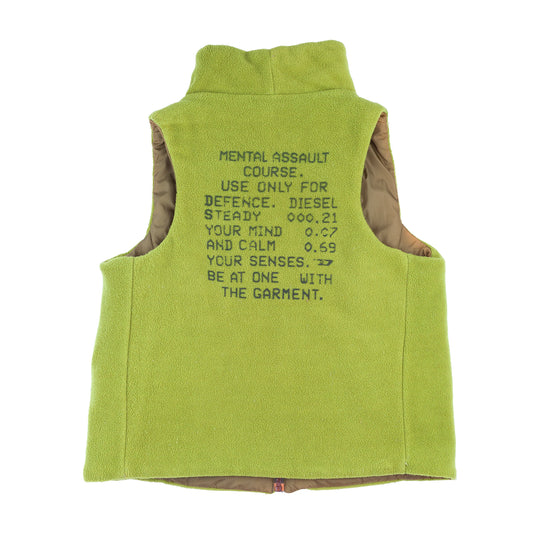 Diesel Reversible Vintage Fleece Sleeveless Green Vest  
