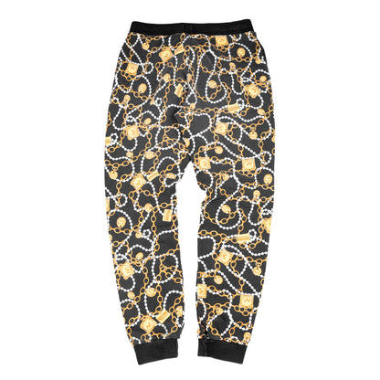 Moschino Black Jogger Pants Featuring Bear Graphic and Chain Details  