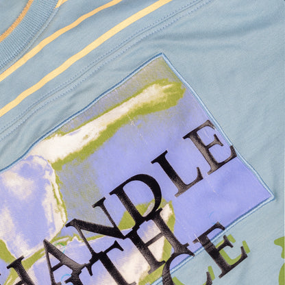 Chloé Shadow Blue Printed 'Handle with Grace' Balloon Sleeves Top  