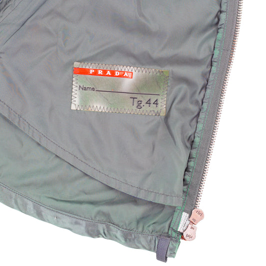 Prada Sport Vintage Green Windbreaker Jacket with Lace-Up Sleeves  