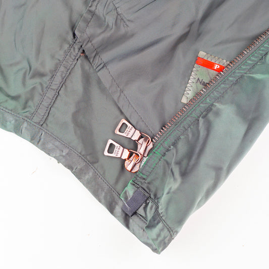 Prada Sport Vintage Green Windbreaker Jacket with Lace-Up Sleeves  