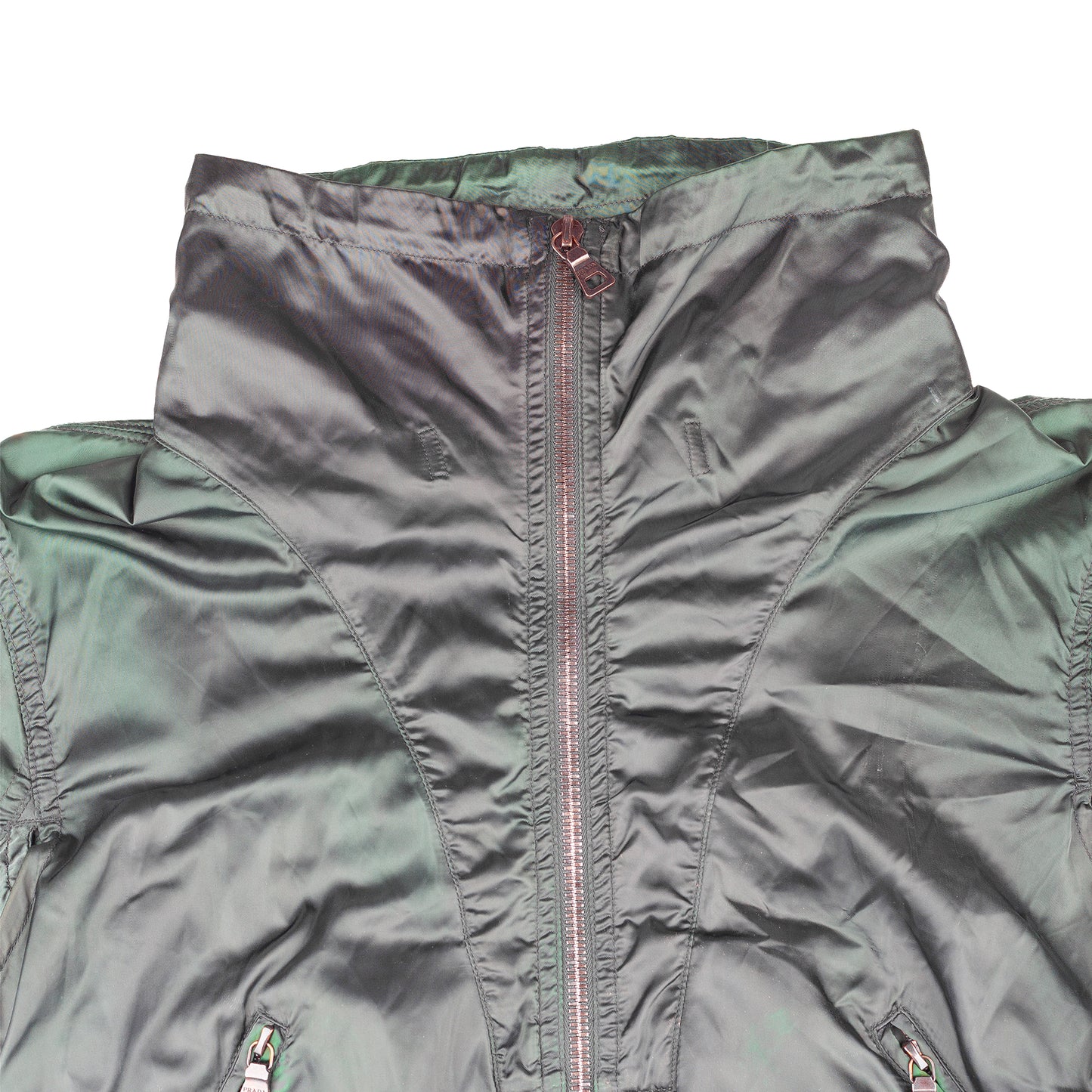 Prada Sport Vintage Green Windbreaker Jacket with Lace-Up Sleeves
