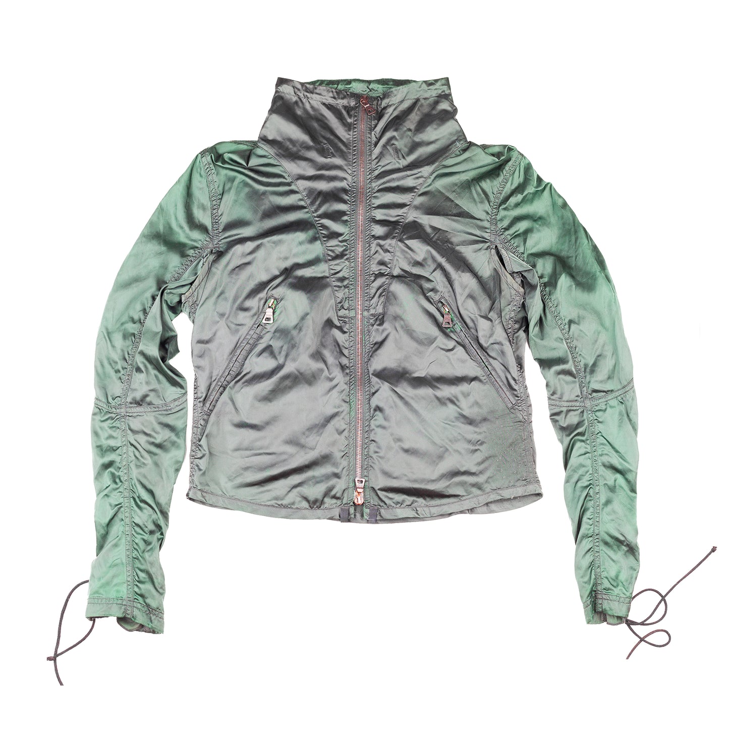 Prada Sport Vintage Green Windbreaker Jacket with Lace-Up Sleeves
