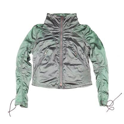 Prada Sport Vintage Green Windbreaker Jacket with Lace-Up Sleeves  