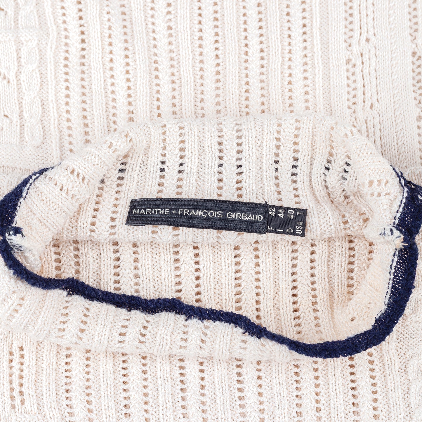 Marithé François Girbaud Vintage Beige Crocheted Turtleneck Sweater