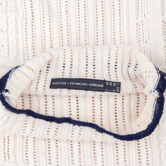 Marithé François Girbaud Vintage Beige Crocheted Turtleneck Sweater  