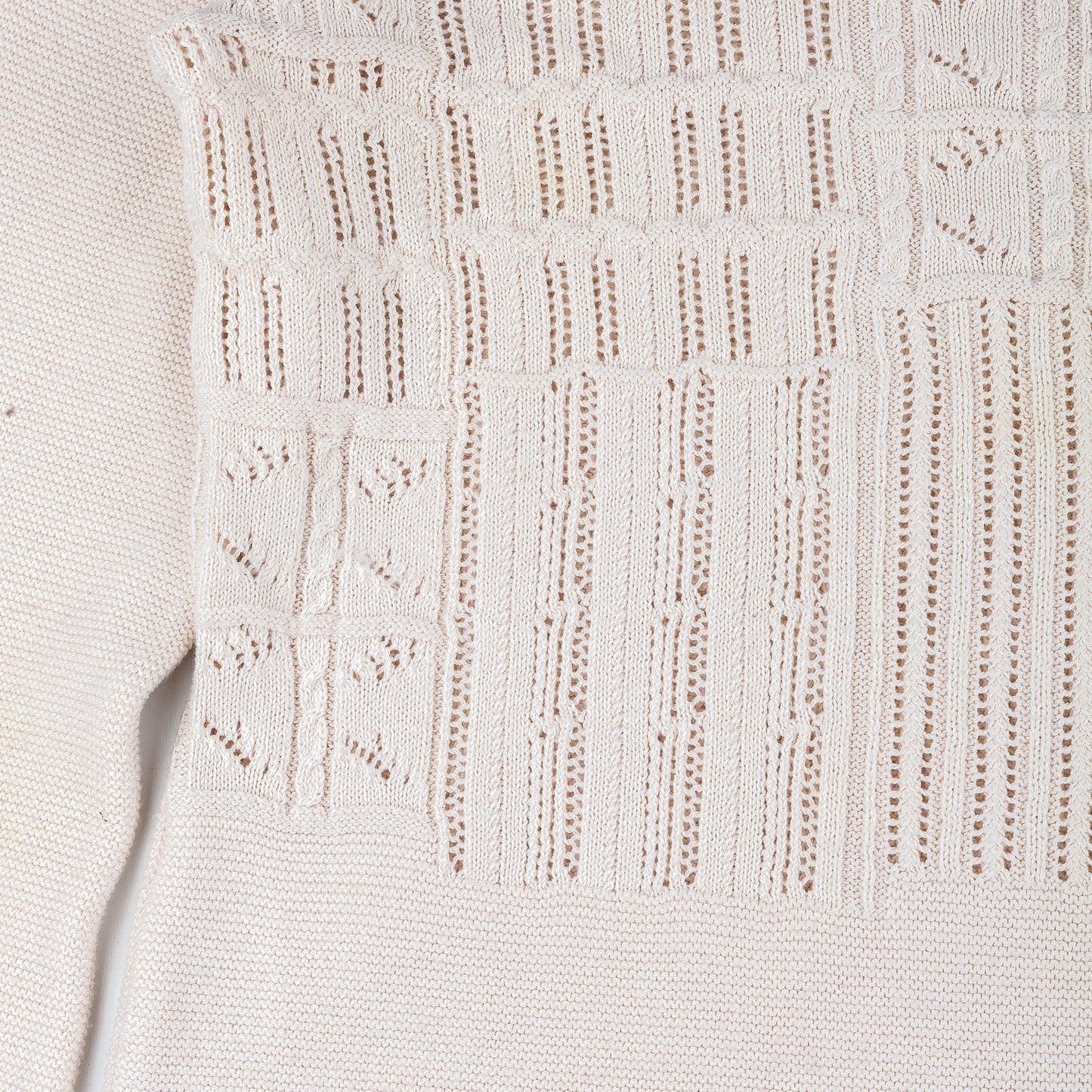 Marithé François Girbaud Vintage Beige Crocheted Turtleneck Sweater