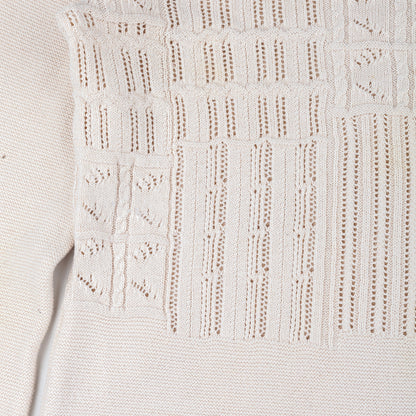 Marithé François Girbaud Vintage Beige Crocheted Turtleneck Sweater  