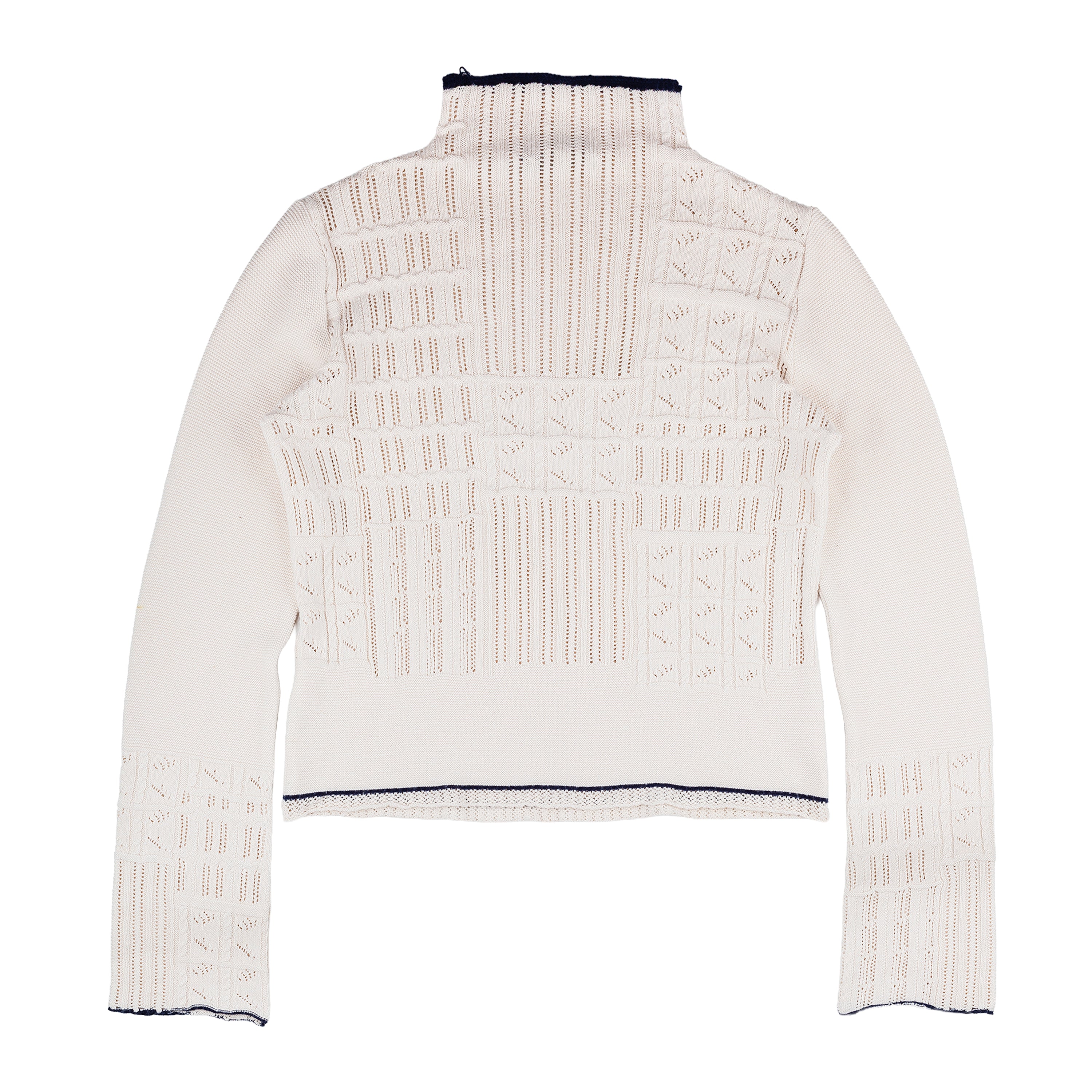 Marithé François Girbaud Vintage Beige Crocheted Turtleneck Sweater