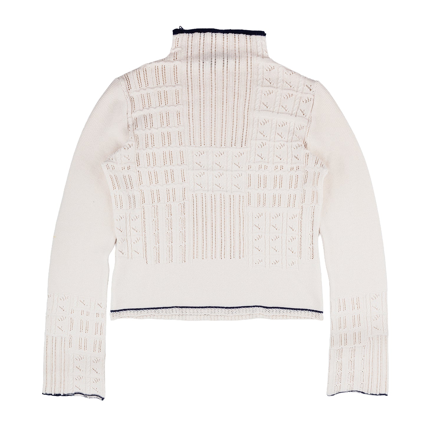 Marithé François Girbaud Vintage Beige Crocheted Turtleneck Sweater