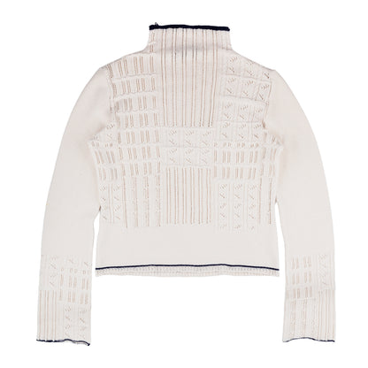 Marithé François Girbaud Vintage Beige Crocheted Turtleneck Sweater  