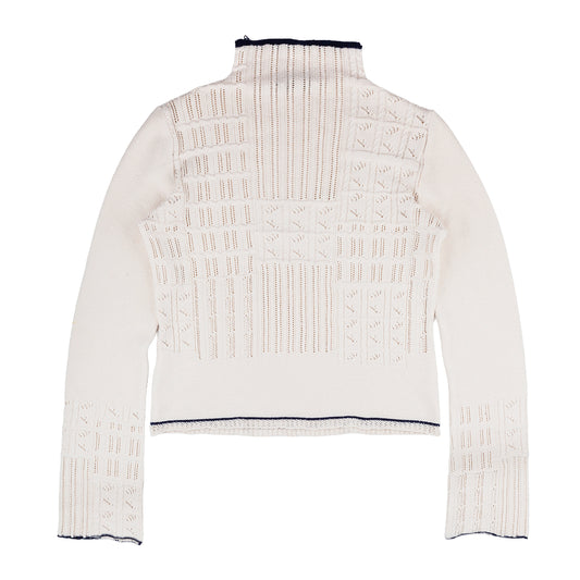 Marithé François Girbaud Vintage Beige Crocheted Turtleneck Sweater  