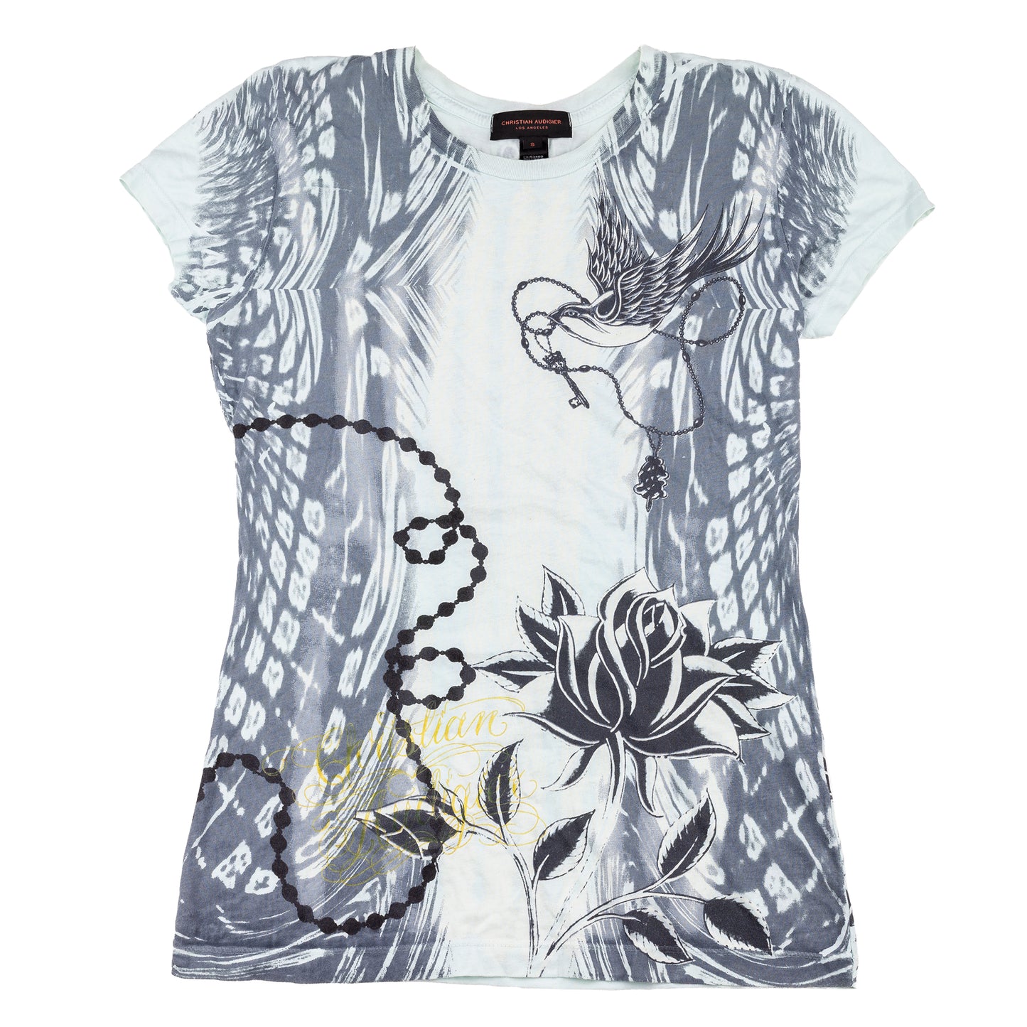 Christian Audigier Vintage Light Grey/Blue T-Shirt