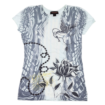 Christian Audigier Vintage Light Grey/Blue T-Shirt  