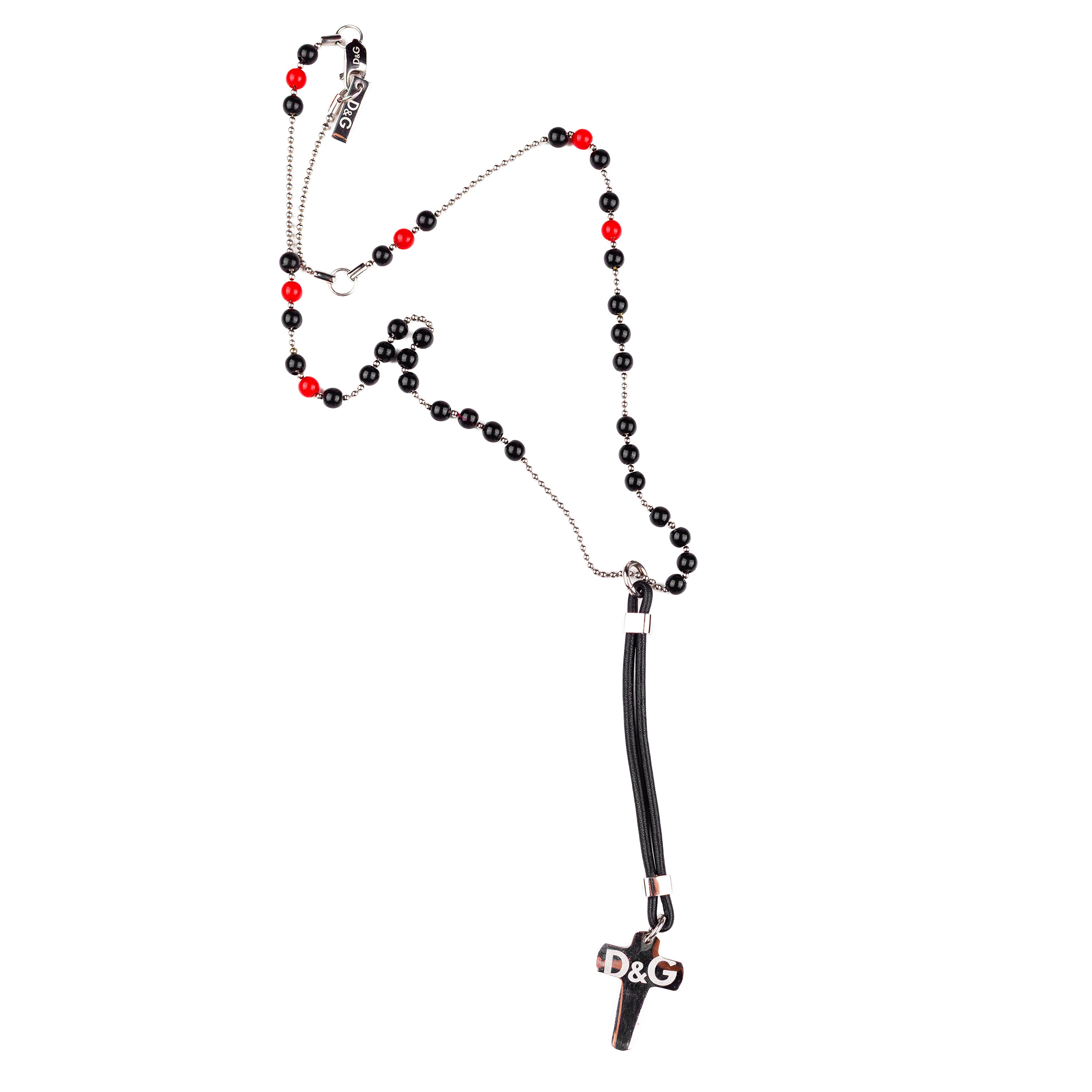 Dolce & Gabbana Vintage Black/Red Rosary Necklace