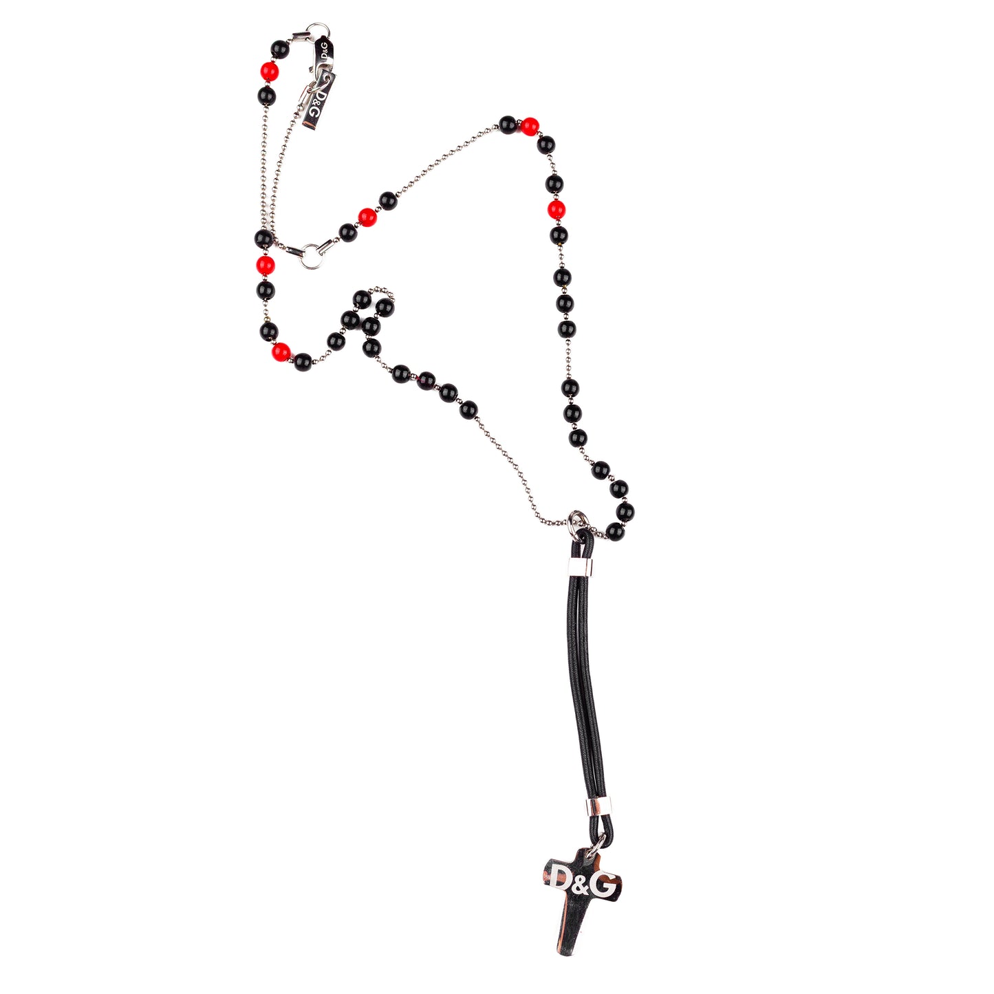 Dolce & Gabbana Vintage Black/Red Rosary Necklace