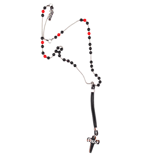 Dolce & Gabbana Vintage Black/Red Rosary Necklace