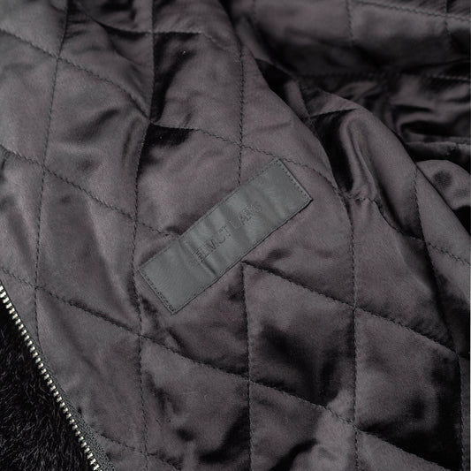 Helmut Lang Oversized Black Faux Mink Bomber Jacket  
