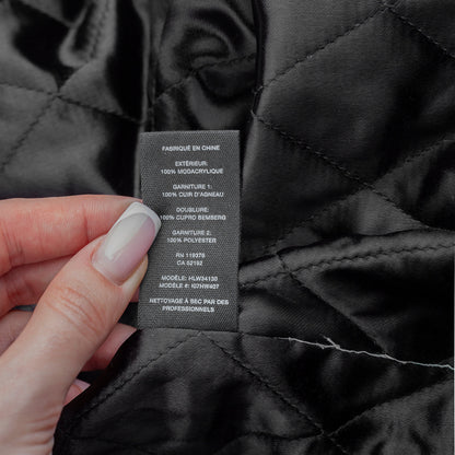 Helmut Lang Oversized Black Faux Mink Bomber Jacket  